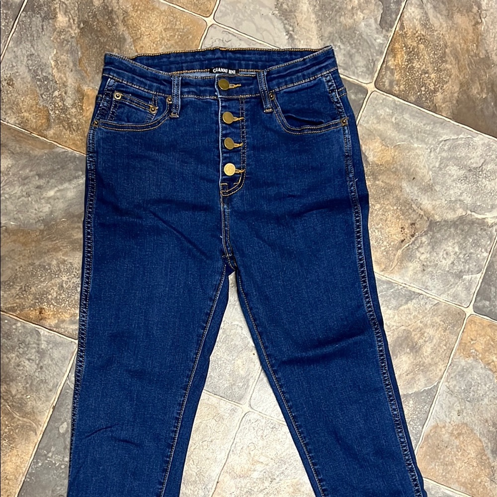 Gianni Bini Size Small Skinny Jeans Button Up With Fringe Bottom